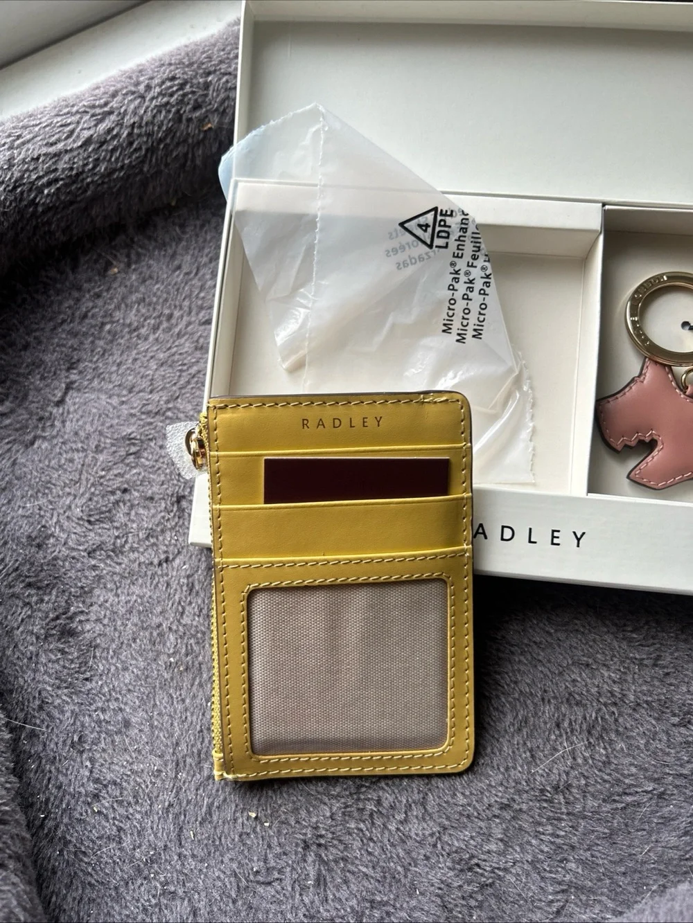RADLEY LONDON Yellow Floral Card Holder with Pink Scottie Keyring